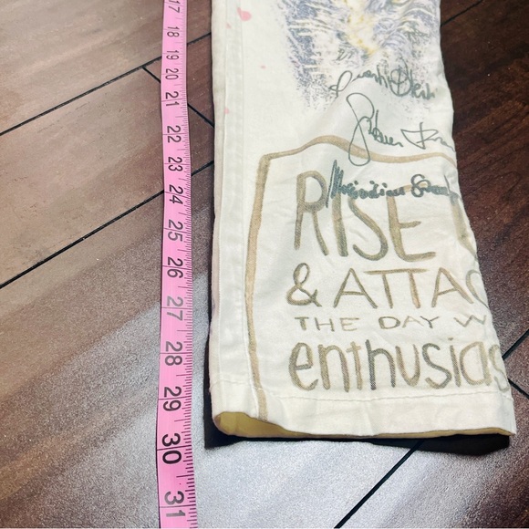 Made in Italy Summer pants CRUSH jeans white flower rose butterflies writing - Picture 10 of 17